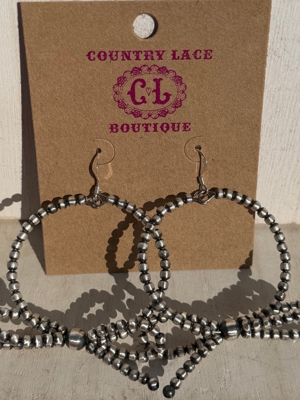 Sterling Silver Navajo Pearls Beaded Hoop Earrings